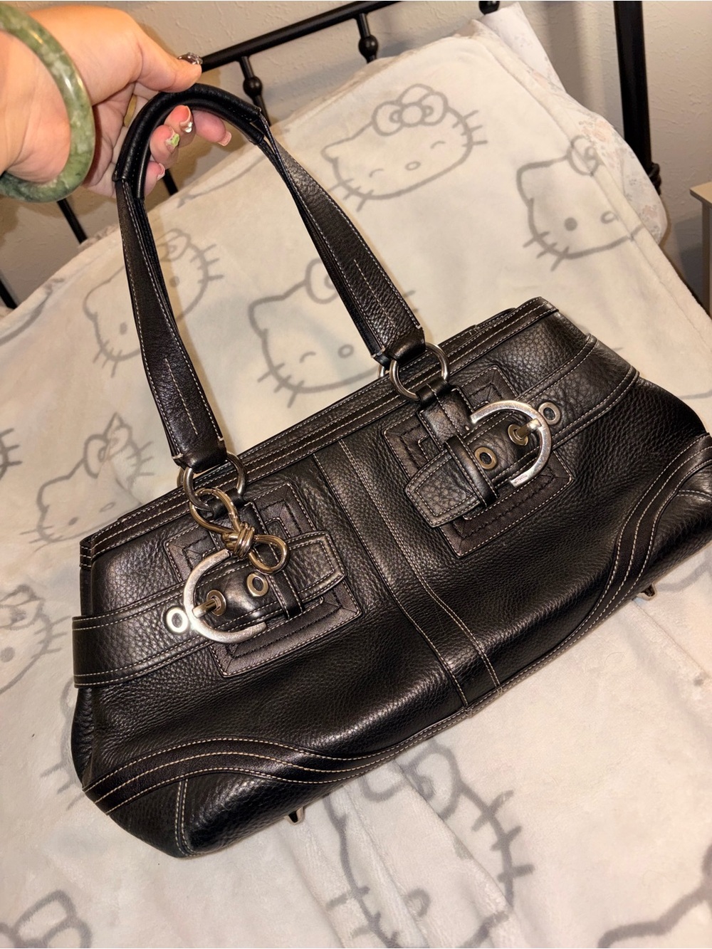 Coach Hampton Black Pebbled leather City tote N.02764 and wallet BUNDLE